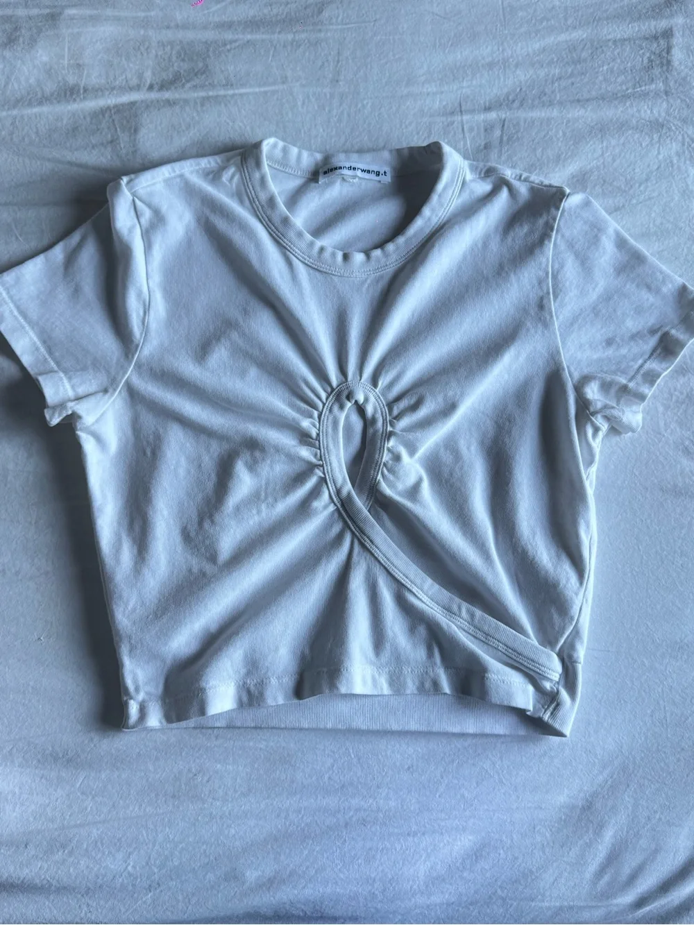 Alexander Wang Key Hole White Basic Cropped T Shirt Small Model Off Duty - Picture 4 of 7